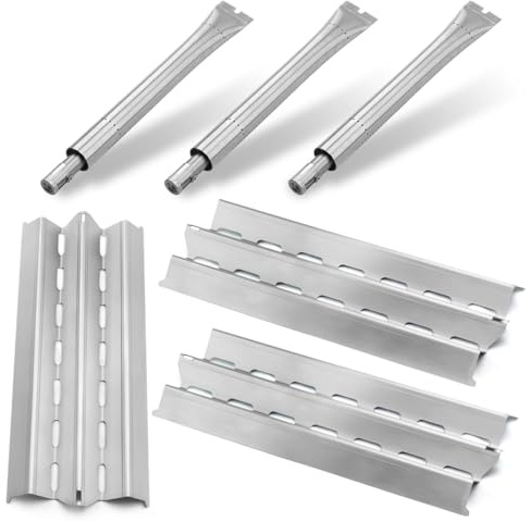 Bewesazy Grillteile Ersatz für Broil King Signet 320, Sovereign 9865-54 9468-54 9468-84, Monarch, Flav R Wave Heizplatte und Brenner 13 3/4 Zoll (11041-3+18429-3)