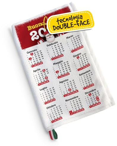 Paño de cocina navideño, paño de cocina de algodón, esponja y microfibra absorbente. Ideas de regalo navideñas útiles para el hogar personalizado con ilustración original calendario feliz año 2025