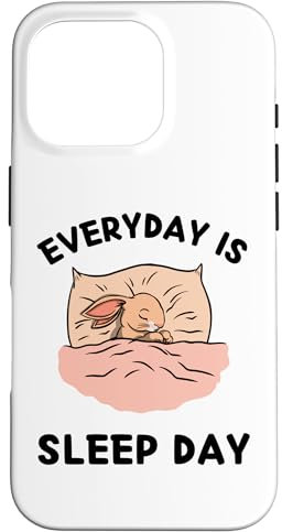 Niedliches Kawaii Bunny Everyday Is Sleep Day Sleeping Bunny Hülle für iPhone 16 Pro