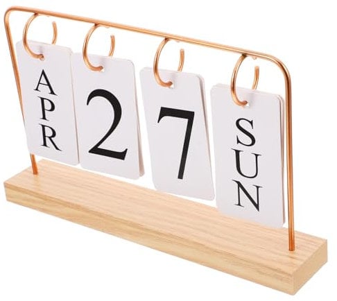 STOBOK Rustikaler Schreibtischkalender Handgefertigter Kalender Bürokalender Natürlicher Holzsockel