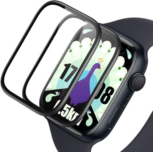 IQShield Verre Trempé pour Apple Watch 41mm Series 9/8/7, Haut Définition Protection écran, 2 Pièces Vitre Protection de Anti Rayures, 3D Couverture Complète, Sensible au Toucher, Anti-Empreintes