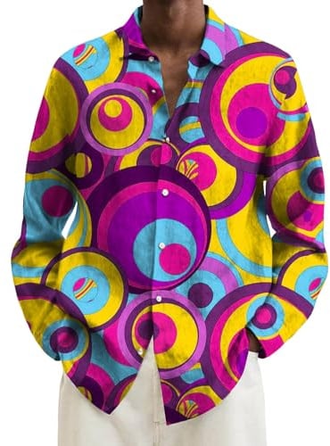 Chemise à Paillettes Homme, Déguisement Hippie Homme Chemise Grande Taille Homme Chemise Orange T Shirt Argente Homme Chemise Col Officier Homme Deguisement Annee 80 Disco Homme Chemise 7XL