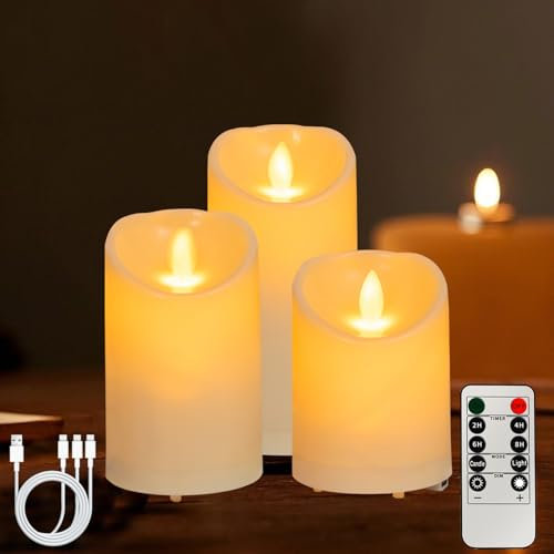 3 Stück Teelichter led Aufladbar Elektrische Kerzen,Wiederaufladbare Teelichter Led Kerzen mit Timerfunktion,Led Teelichter mit Fernbedienung für Zimmer Wohnzimmer Hochzeit Party Deko