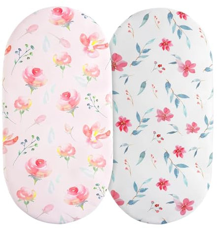 2 Stück Stubenwagen Laken,Spannbettlaken für Babybett,Kinderwagen Matratzenbezug,Matratzenschoner für Laufgitter für Neugeborenes Jungen und Mädchen(Rosa)
