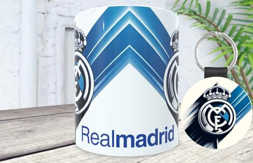 La Huella Taza y llavero personalizado del Real Madrid. Para todos los fanáticos hinchas merengues, el club más grande de España y del mundo entero.