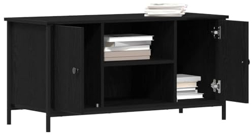vidaXL Mobile TV 100 x 40 x 50 cm Rovere nero Legno ingegnerizzato | Stile moderno e chic per il tuo soggiorno, Truciolare resistente e telaio in metallo solido,