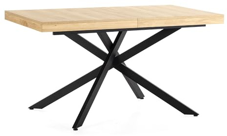 HOMN LIVING Mesa de Comedor Extensible Palermo Color Roble, 140-180 cm (Largo) 80 cm (Profundidad) 75 cm (Altura)