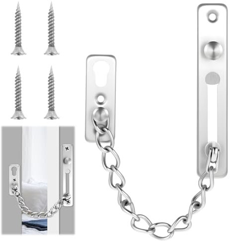Die Diebstahlsicherungskette Chain Door Lock Türschutz Sicherheitsschloss Kettenschlösser Tür Sicherheitskette Kettenschloss für Innentüren Diebstahlsichere Sicherheitsschlösser mit 4 Schrauben