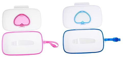 Healvian 2pcs Portable Wet Wipes Box Reusable Wipes Holder Travel Tissue Case Storage Case Heart Shape Pattern for Diaper Bag Nursery Go Use