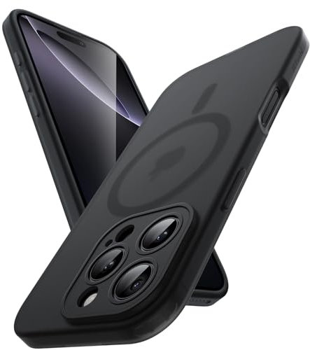 JETech Matte Case for iPhone 16 Pro Max 6.9-Inch Compatible with MagSafe, Non-Yellowing and Anti-Fingerprint, Shockproof Translucent Frosted TPU Soft Phone Cover (Black Titanium)