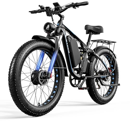 Pudari EB7Pro Adult Electric Bike Dual Motor 52V 23Ah Li-Ion Battery Hydraulic Disc Brakes 26 Inch Fat Tire All Terrain Electric Mountain Bike