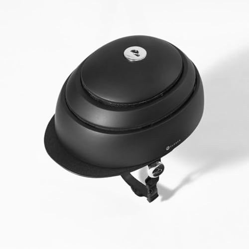 CLOSCA. Casco pieghevole da bicicletta. Casco da bici per adulti con visiera. Casco certificato per bici ed e-scooter. Per donna e uomo. (Nero/Nero, M)