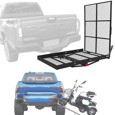Porte-vélos électrique Robuste en Acier, Rampe d'accès Pliable for Fauteuil Roulant, capacité de 227 kg, Porte-vélos sur attelage de remorque, attelage avec récepteur d'attelage de 5 cm