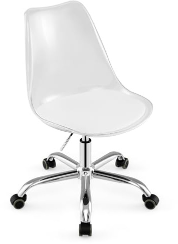 COSTWAY Sedia da Scrivania Ergonomica, Altezza Regolabile | Sedia da Ufficio Girevole, Seduta Imbottita, Sgabello senza Braccioli, con Ruote, Portata 150 kg, per Casa e Studio