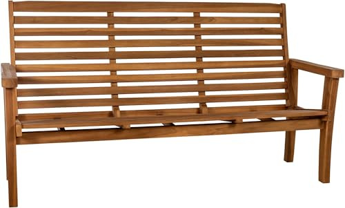CLP Gartenbank wetterfest Teakholz Nicosia, Teakbank mit Liegefunktion, Holzbank mit Lehne robust und pflegeleicht, für Garten und Terrasse, Farbe:Teak, Größe:200 cm
