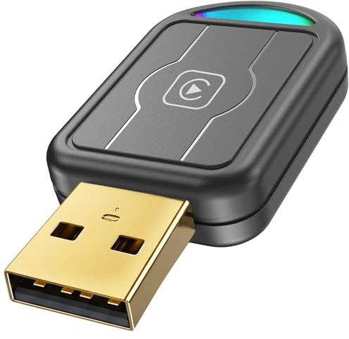 Mini Wireless CarPlay Adapter for Apple, Quick Auto Connect, A8 Chip | Convert Wired to Wireless Car Play, Gold-Plated Connector, USB A/C Plug and Play, for iPhone iOS 10+ & Cars from 2016+
