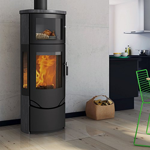 Lotus LO-325 Prio 7M Kaminofen Schwarz/Indian Night/Seitenglas, Rauchabgang oben/A