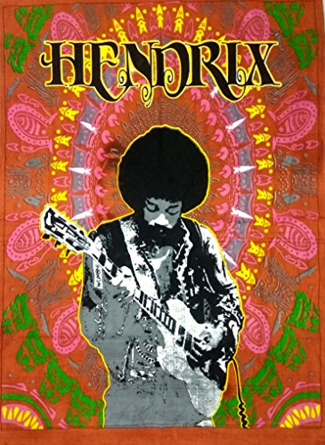 Indian Craft Castle Hendrix guitor Poster Bohemian Psychedelic Hippie Mandala Wandteppich für, Ethnic Dekorative indischen Wohnheim Dekor, 76,2 x 101,6 cm
