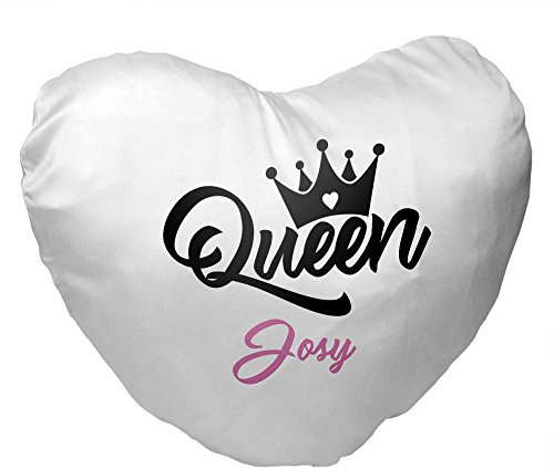 Eurofoto Herz-Kissen mit Namen Josy und schönem Queen-Motiv für Frauen | Valentinstagsgeschenk | Kuschelkissen | Schmusekissen