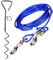 10ft (3M) Dog Tie Out Cable with 18 Spiral Ground Stake Spike - Out for Outdoor Yard and Camping - Small to Medium Dogs (10ft(3M) cable, 18 stake, Blue)