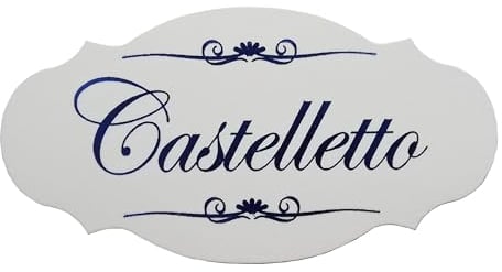 Mosaici Guizzo - Placa Personalizada de Cerámica, Placa de Entrada con Número de Casa Externo, Fabricada en Italia, 13,5 x 7 cm, Blanco + Azul Oscuro/Negro, Clásico