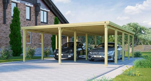 Weka Flachdach-Doppelcarport 618 Gr. 3 mit Trapezblech