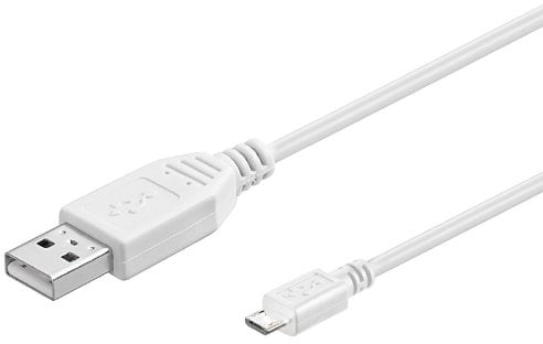 PremiumCord Cable de Conexión USB - Micro USB de 0,5m, USB A Macho a Micro B Macho, Cable de Datos USB 2.0 de Alta Velocidad 480Mbit/s, 5 Pines, 2X Blindados, AWG28, Color Blanco, 0,5m