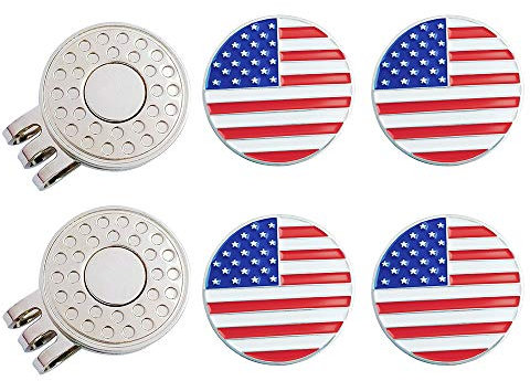 GOLTERS Golfball-Marker mit Hut-Clips, Set für Herren und Damen, Golfer, abnehmbar, lässt sich leicht an der Golfkappe befestigen