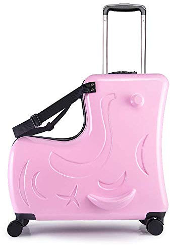 N-A AO WEI LA OW Seesack für Kinder Aufsitzkoffer Handgepäck mit Rollen, Pink, 20 Inch（suggest 1-6 years old ), Spinner