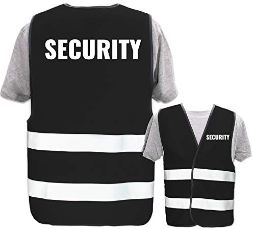 Hochwertige Warnweste mit Leuchtstreifen * Bedruckt mit: Security * Farbe + Größe: Schwarz (7XL) * Thema Sicherheit und Team * Farbiger oder Reflektierender Druck