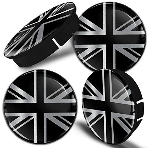 Biomar Labs® 4 x 60mm / 55mm Universal Kunststoff Nabenkappen Kappen Silber UK GB United Kingdom Union Jack Flagge Großbritannien Felgendeckel Radkappen Radnabendeckel Nabendeckel Auto Tuning C 108