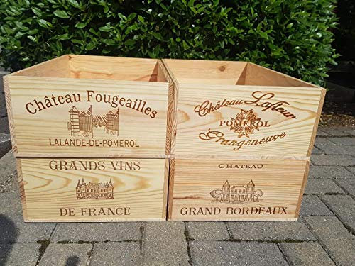 Pack of 4 - French wooden wine boxes 12 bottle size Over Runs