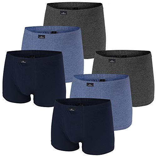 Götzburg Herren Boxershorts/Pants im 6er Pack (L, Navy/grau Melange/blau Melange)