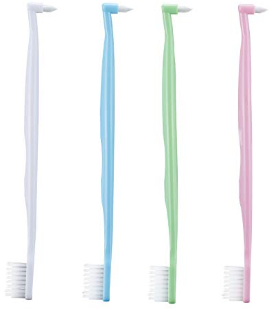 Kieferorthopädische Zahnbürste, doppelendig, Zahnzwischenraum-Bürste, V-förmige Zahnbürste und winzige kleine weiche Borte, Kopfteil, Tuft-Zahnbürste für Zahnspangen und Zahn-Detail-Reinigung, 4 Stück