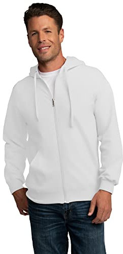 Fruit of the Loom Eversoft Fleece Sweatshirts & Hoodies Camicia, Zip Intera-Bianco, M Uomo