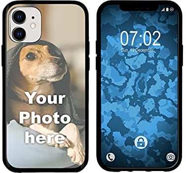 PhoneNatic Case kompatibel mit iPhone 12/12 Pro Personalisierte Handyhülle schwarz zum selbst gestalten mit eigenem Foto