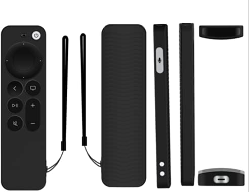 Custodia protettiva in silicone per Apple TV 4K Siri Remote 2nd Gen Antiscivolo,telecomando antiurto Custodia Cover Remote Control,design antiscivolo resistente all'acqua a copertura totale (Nero)