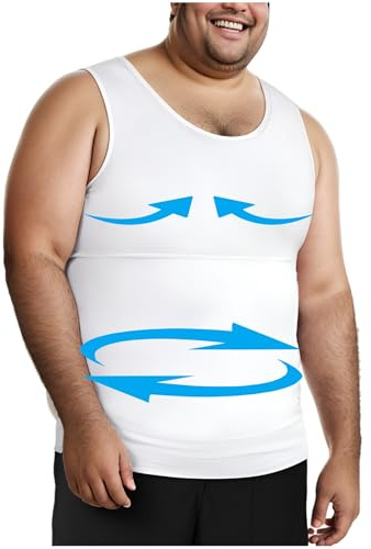 Henicepte Maillot de Corps Amincissant pour Homme avec contrôle du Ventre et de la Poitrine, Blanc, Taille L
