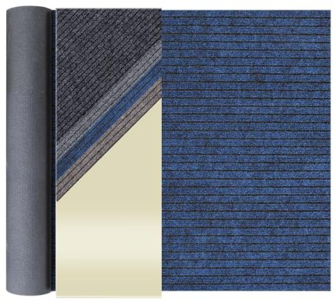 Primaflor Schmutzfangläufer Atlas | 100x600cm | Blau | Strukturierte Sauberlauf-Meterware mit Gel-Rücken, 7 mm Höhe und melierter Schmutzfangmatte für EIngang