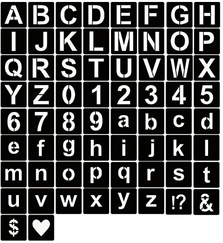 YEAJON Lot de 66 Pochoirs Peinture Personnalisés en Plastique Réutilisables pour Peinture sur Bois, Mur, Tissu, Roche, Verre, Tableau Noir, Signalisation, Projets d'Art