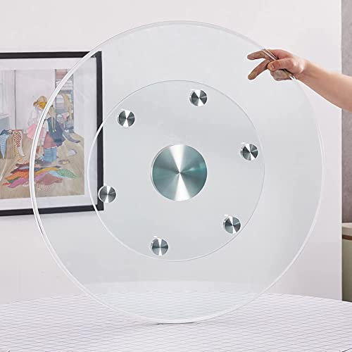 YZJYB Bandeja giratoria de 28 Pulgadas Mesa giratoria Redonda Lazy Susan Plato de Servicio de Vidrio Templado Mesa de Comedor Bandeja de Servicio giratoria de 360 ​​° Que Gira Suavemente Hogar/H