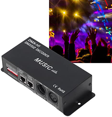 Haofy 3/4 Kanal DMX 512 Decorder, 12V-24V LED Strip Light Controller für RGB RGBW LED Beleuchtung, LED Dimmer Treiber mit 2 Steckern für LED Bandleuchten(4A pro Kanal)