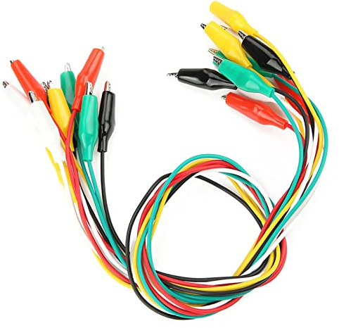 Tiiyee Pinza Di Tensione Alimentata A Batteria, Clip Coccodrillo Doppia Cavi Con Test Morsetti Saldato Prova Attacco Set Isolate Punta Multicolore Timbratura Circuito Automobili Elettrico Prove 50 Cm
