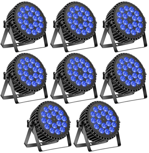 8pcs LED Par Strahler 200W Scheinwerfer 18 Bühnenlicht, RGBW DMX512 Discolicht Partylicht Sound/Master Slave DJ Licht für Party, Konzert, Halloween, Weihnachten, Hochzeit