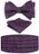 Alizeal Herren Neuheit Paisley Selbstgebundene verstellbare Fliege, Kummerbund und Taschentuch Set, Aubergine