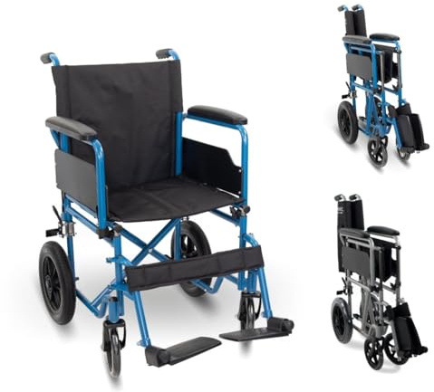 Mobiclinic®, Rollstuhl faltbar, Marsella, Schnellspanner-rollen auf knopfdruck abnehhmbar, Robust, Sitzbreite 46 cm, Klappbare fußstütze und armlehnen, Bremshebel, Reifen 12
