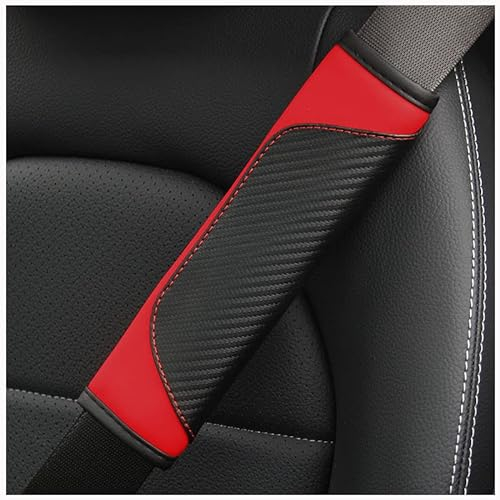 2 Stück Auto Gurtpolster,PU Leder Universal Weich Auto Sicherheitsgurt Schulterpolster Gurtschoner Auto Gurtschutz Gürtelkissen Schutzkissen Polsterung für Sitzgurt für Kinder Erwachsene,Schwarz Rot