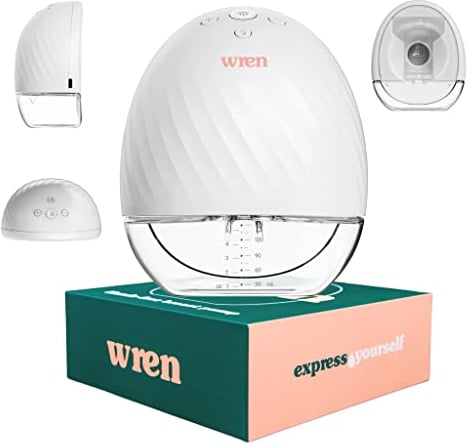 Handsfree Electric Breast Pump by Wren | Wearable Portable Breastpump | Wireless & Rechargeable | Low Noise & Discreet | 2 Modes, 5 Levels | Available in White & Royal Green