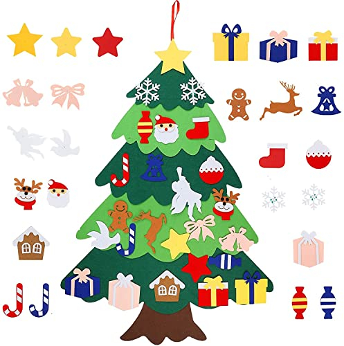 GangGangBAO Filz Weihnachtsbaum, DIY Fühlte Weihnachtsbaum Filzkinder Weihnachtsbaum Wandbehang Weihnachtsschmuck Dekoration