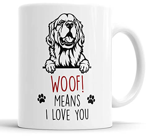 Golden Retriever Mug | Woof Means I Love You Gift | Dog Mug for Birthday Christmas | Friend, Mum, Auntie, Sister, Dad, Uncle, Brother Ceramic Cup